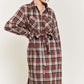 Plaid Print Collar Long Shirt Dress Plus