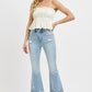 RISEN Full Size Raw Hem Distressed Cropped Flare Jeans Plus Size