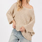 SAGE + FIG Distressed Asymmetrical Open Stitch Sweater