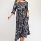 Celeste Full Size Leopard Round Neck Flounce Sleeve Dress