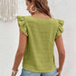 Ruffled Square Neck Cap Sleeve Blouse