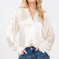 SAGE + FIG Notched Long Sleeve Blouse