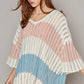 POL V-Neck Short Sleeve Stripe Weave Sweater