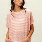 BiBi Braid Striped Short Sleeve Round Neck T-Shirt