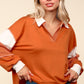 Haptics Color Block Exposed Seam Long Sleeve Top