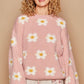 POL Daisy Pattern Drop Shoulder Sweater