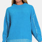 Zenana Exposed Seam Mock Neck Long Sleeve Sweater