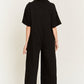 Basic Collar Shirt Wide leg Jumpsuit