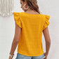 Ruffled Square Neck Cap Sleeve Blouse