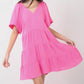 VERY J Texture V-Neck Ruffled Tiered Dress