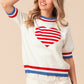 BiBi US Flag Theme Striped Heart Sweater