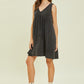 HEYSON Full Size Texture V-Neck Sleeveless Flare Mini Dress