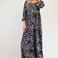 Celeste Full Size Leopard Round Neck Flounce Sleeve Dress