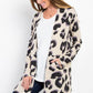 Be Stage Printed Open Front Knit Cardigan with Pockets