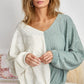 BiBi Twist Front Contrast Cable Knit Top