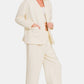 Zenana Quilted Button Up Long Sleeve Top and Pants Lounge Set