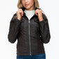 YMI Removable Faux Layered Multi-Pocket Jacket with Fuzzy Hood