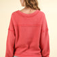 VERY J Exposed Seam V-Neck Ribbed Knit Top