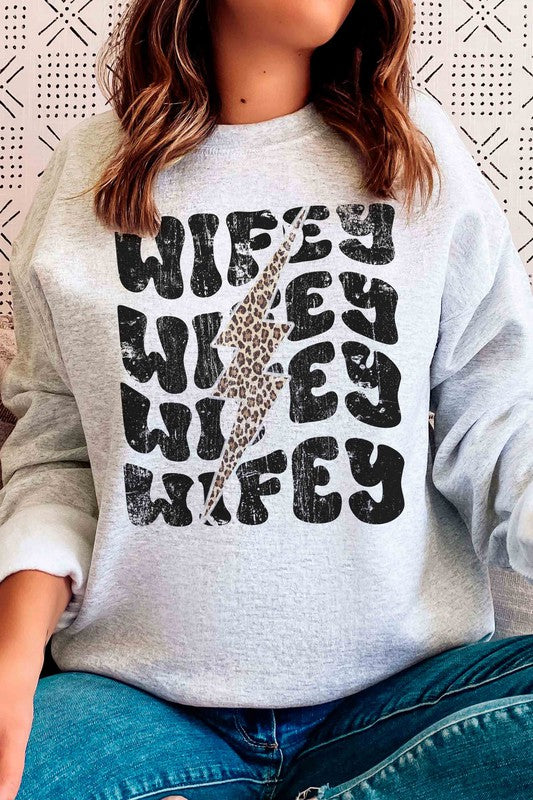 Leopard Lightning Wifey Graphic Sweatshirt