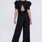 V Neck Puff Sleevw Jumpsuit