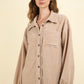 VERY J Mixed Media Button Down Raw Hem Shacket