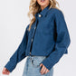 bytos Button Down Cropped Denim Jacket with Patch Pockets