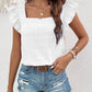 Ruffled Square Neck Cap Sleeve Blouse