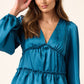 Mittoshop Satin V Neck Ruffled Tier Blouse