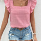 Ruffled Square Neck Cap Sleeve Blouse