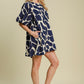 Umgee Two Tone Abstract Print Puff Sleeve Dress