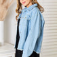 Double Take Dropped Shoulder Raw Hem Denim Jacket