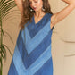 ADORA Chevron Color Block V-Neck Denim Dress