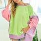 First Love Color Block Long Sleeve Slit Sweatshirt