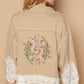 POL Crochet Patch Embroidered Button Up Jacket