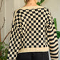 Contrast pattern sweater cardigan