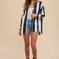 Annie Wear Striped Dropped Shoulder Button Up Shirt