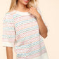 Haptics Round Neck Half Sleeve Multi Color Knit Top