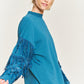 Silver studded fringe sleeve top JJT5009