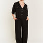 Basic Collar Shirt Wide leg Jumpsuit