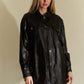 Davi & Dani Faux Leather Button Up Jacket with Chest Pockets