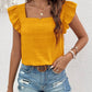 Ruffled Square Neck Cap Sleeve Blouse