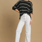 Umgee Wool Blend Striped Round Neck Sweater