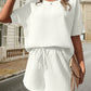 Waffle-Knit Half Sleeve Top and Shorts Set