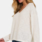 Zenana V-Neck Dropped Shoulder Long Sleeve T-Shirt