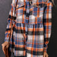 Multicolor Plaid Button Down Ruffled Shirt Jacket