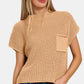 Zenana Mock Neck Short Sleeve Cropped Sweater