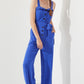 Sleeveless Adjustable Strap Button Down Jumpsuit