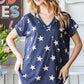 Heimish Full Size Star Print V-Neck Short Sleeve T-Shirt