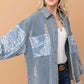 And The Why Full Size Paisley Print Quilted Sleeves Denim Jacket