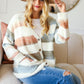 Haptics Full Size Button Down Stripe Soft Fuzzy Sweater Cardigan